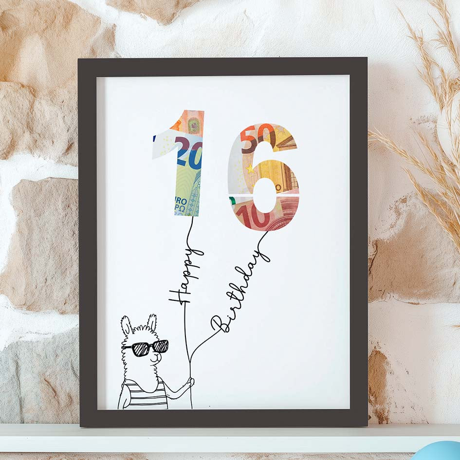 Geldgeschenk zum 16. Geburtstag im Rahmen merchOne