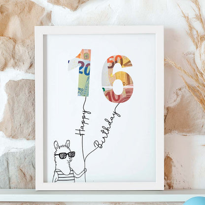 Geldgeschenk zum 16. Geburtstag im Rahmen merchOne