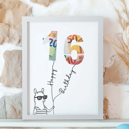 Geldgeschenk zum 16. Geburtstag im Rahmen merchOne