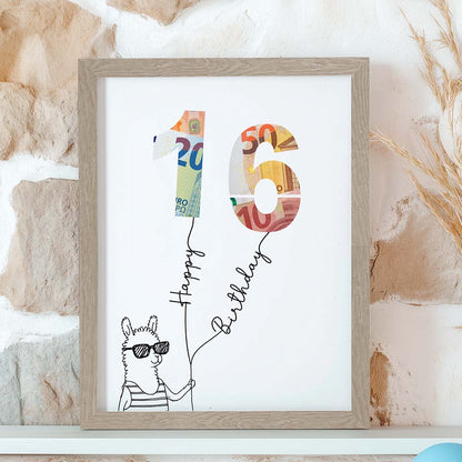 Geldgeschenk zum 16. Geburtstag im Rahmen merchOne