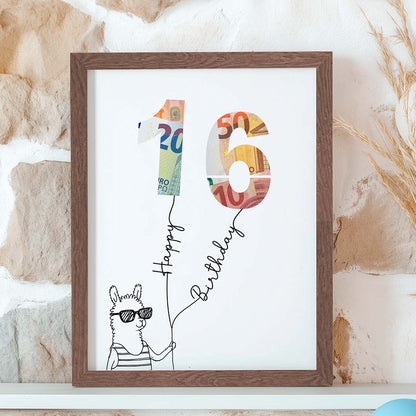 Geldgeschenk zum 16. Geburtstag im Rahmen merchOne