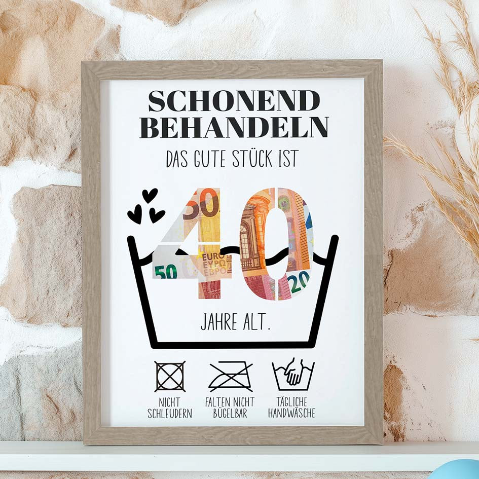 Geldgeschenk 40. Geburtstag im Rahmen merchOne