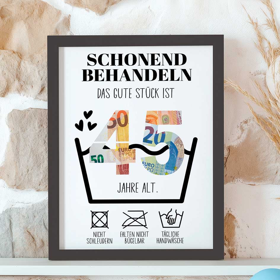 Geldgeschenk 45. Geburtstag im Rahmen merchOne