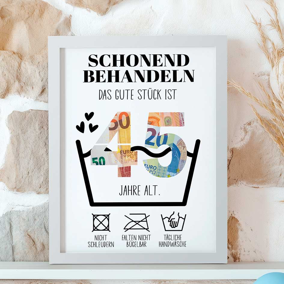 Geldgeschenk 45. Geburtstag im Rahmen merchOne