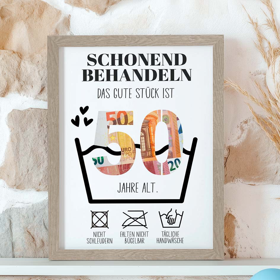 Geldgeschenk 50. Geburtstag im Rahmen merchOne