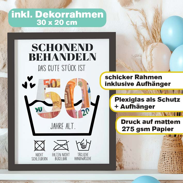 Geldgeschenk 50. Geburtstag im Rahmen merchOne