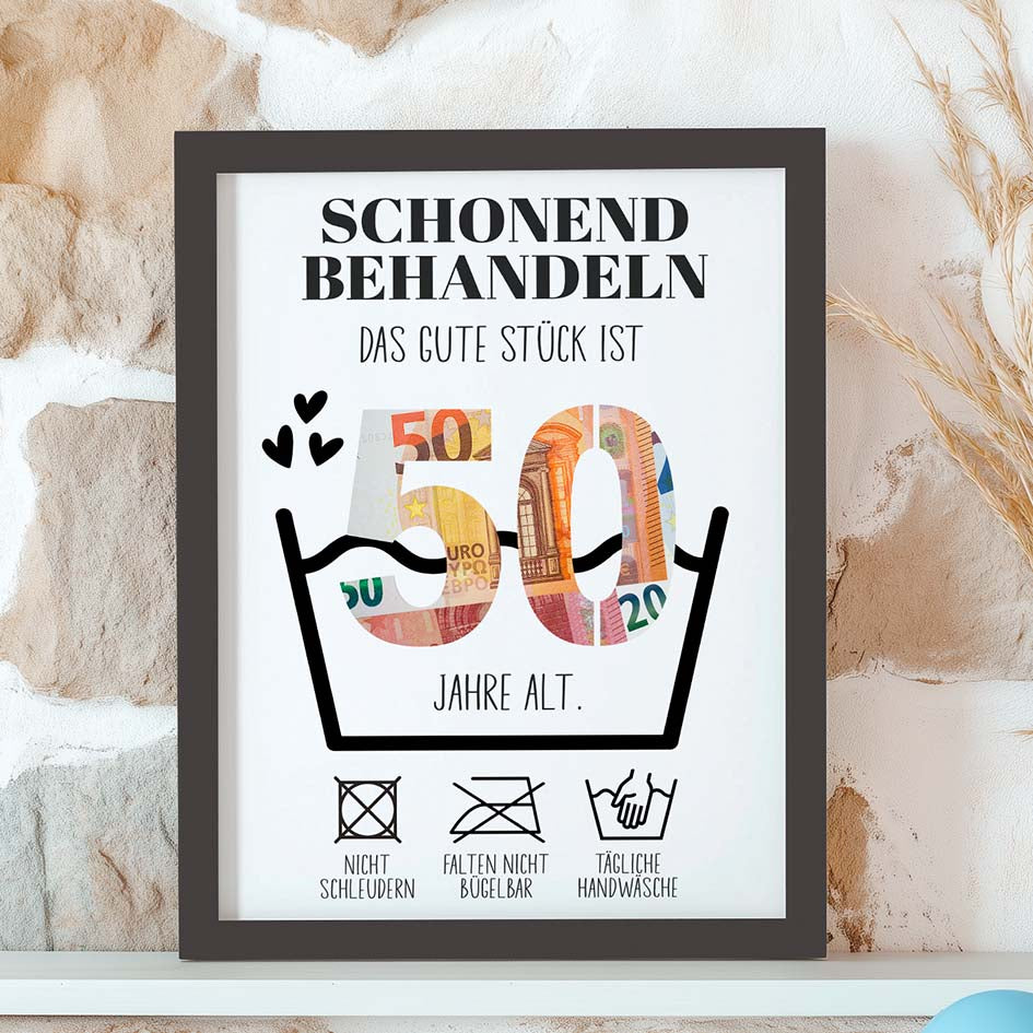 Geldgeschenk 50. Geburtstag im Rahmen merchOne