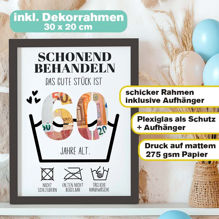 Geldgeschenk 60. Geburtstag im Rahmen merchOne