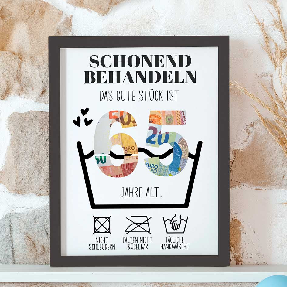 Geldgeschenk 65. Geburtstag im Rahmen merchOne