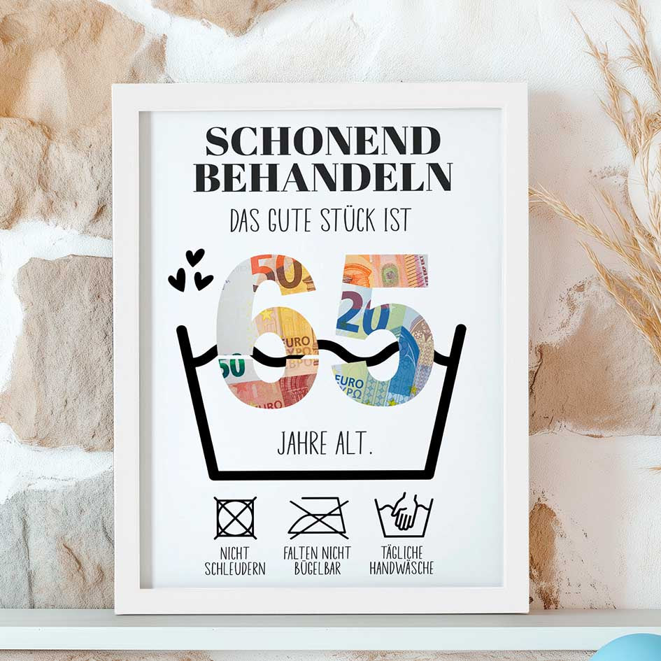 Geldgeschenk 65. Geburtstag im Rahmen merchOne