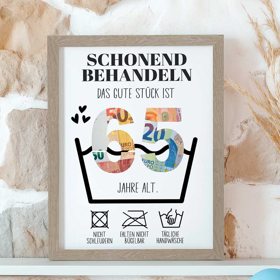 Geldgeschenk 65. Geburtstag im Rahmen merchOne