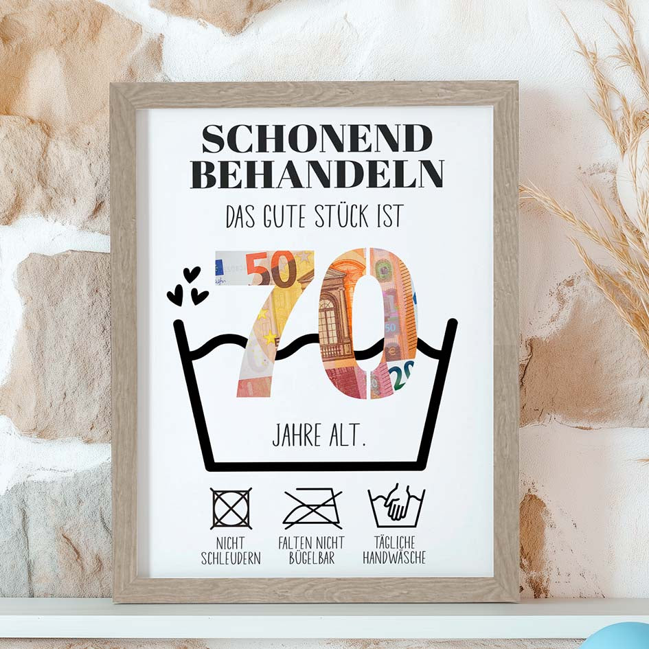 Geldgeschenk 70. Geburtstag im Rahmen merchOne
