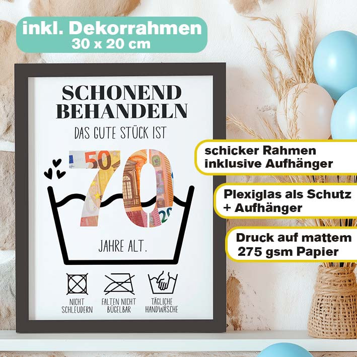Geldgeschenk 70. Geburtstag im Rahmen merchOne