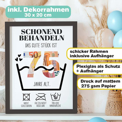 Geldgeschenk 75. Geburtstag im Rahmen merchOne