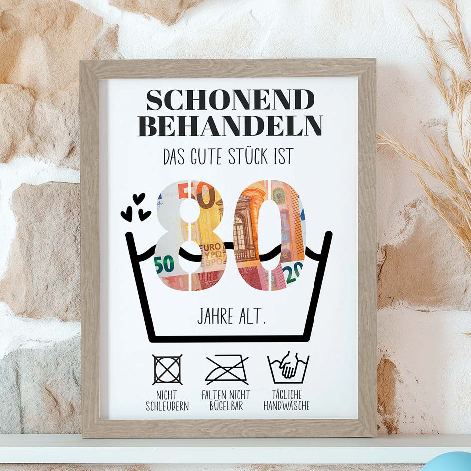 Geldgeschenk 80. Geburtstag im Rahmen merchOne