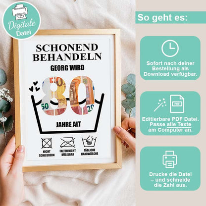 Geldgeschenk 80ster - Editierbar Herzensprojekt Manufaktur