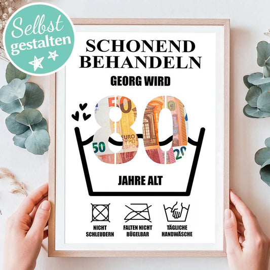 Geldgeschenk 80ster - Editierbar Herzensprojekt Manufaktur