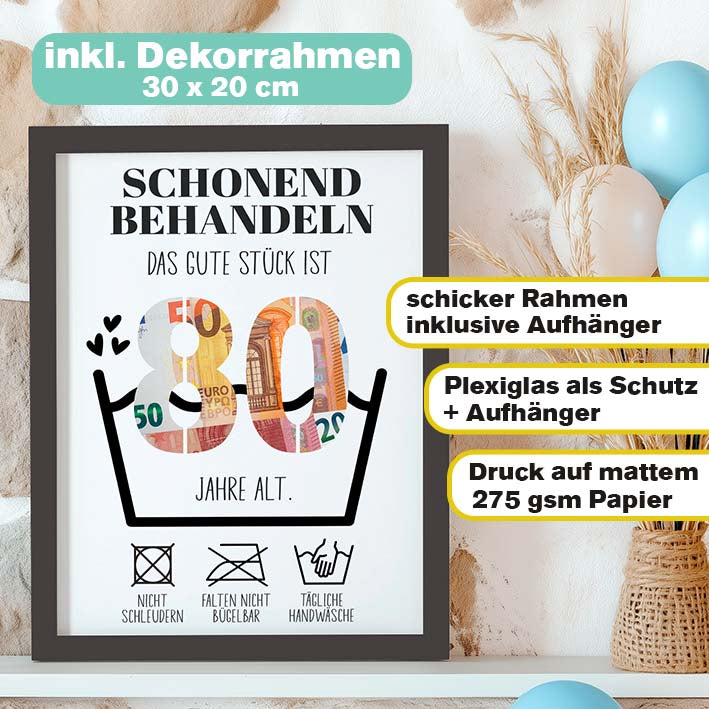 Geldgeschenk 80. Geburtstag im Rahmen merchOne