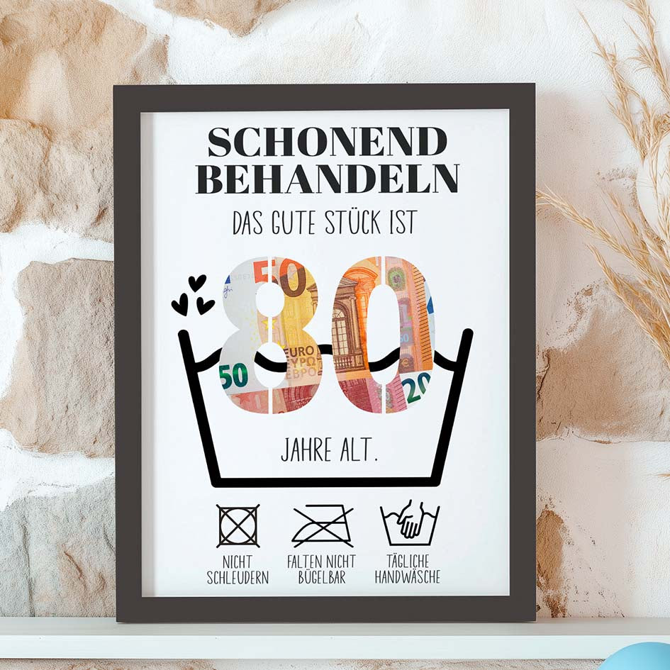 Geldgeschenk 80. Geburtstag im Rahmen merchOne