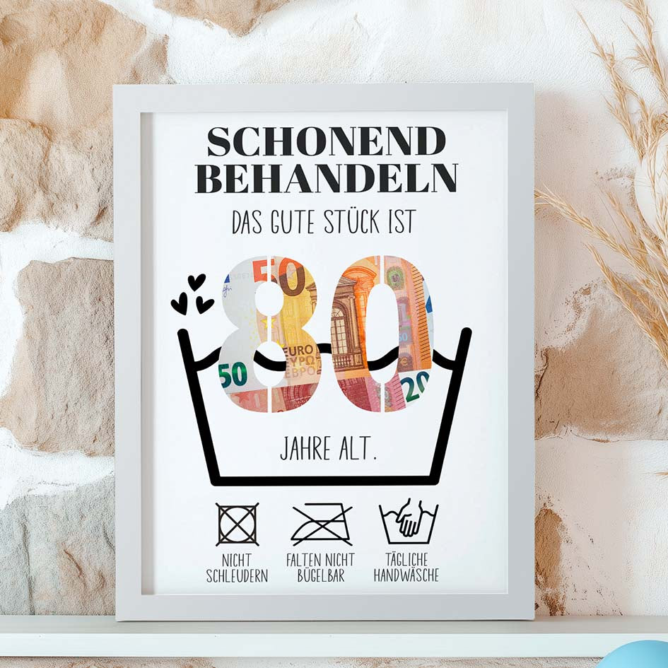 Geldgeschenk 80. Geburtstag im Rahmen merchOne