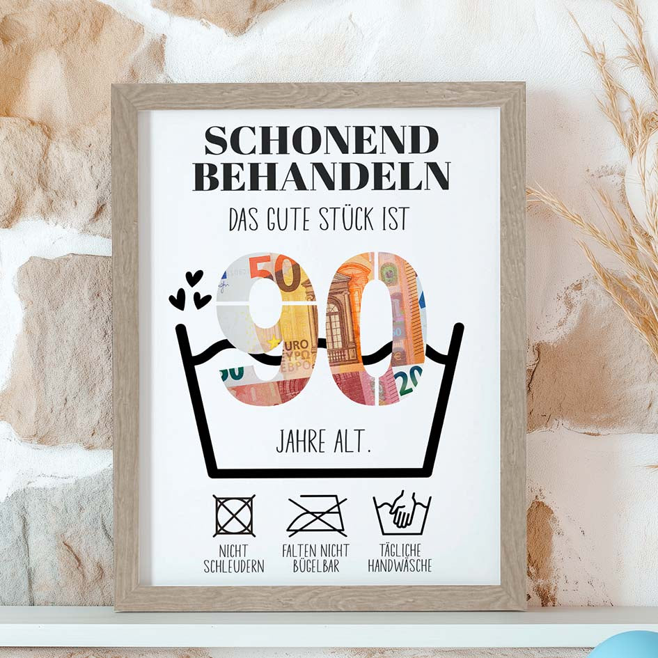 Geldgeschenk 90. Geburtstag im Rahmen merchOne