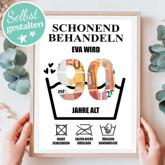 Geldgeschenk 90ster - Editierbar Herzensprojekt Manufaktur