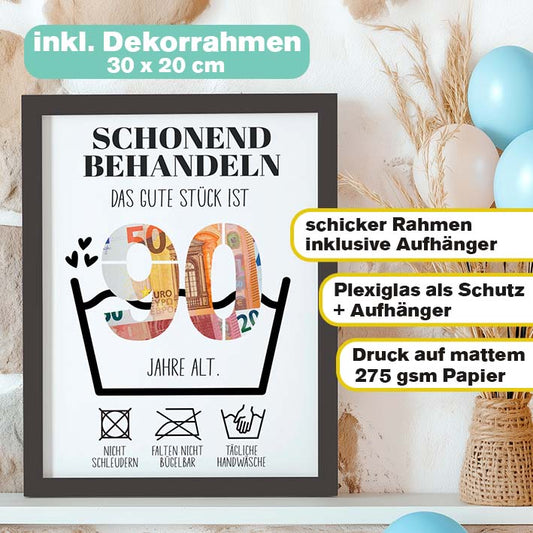 Geldgeschenk 90. Geburtstag im Rahmen merchOne