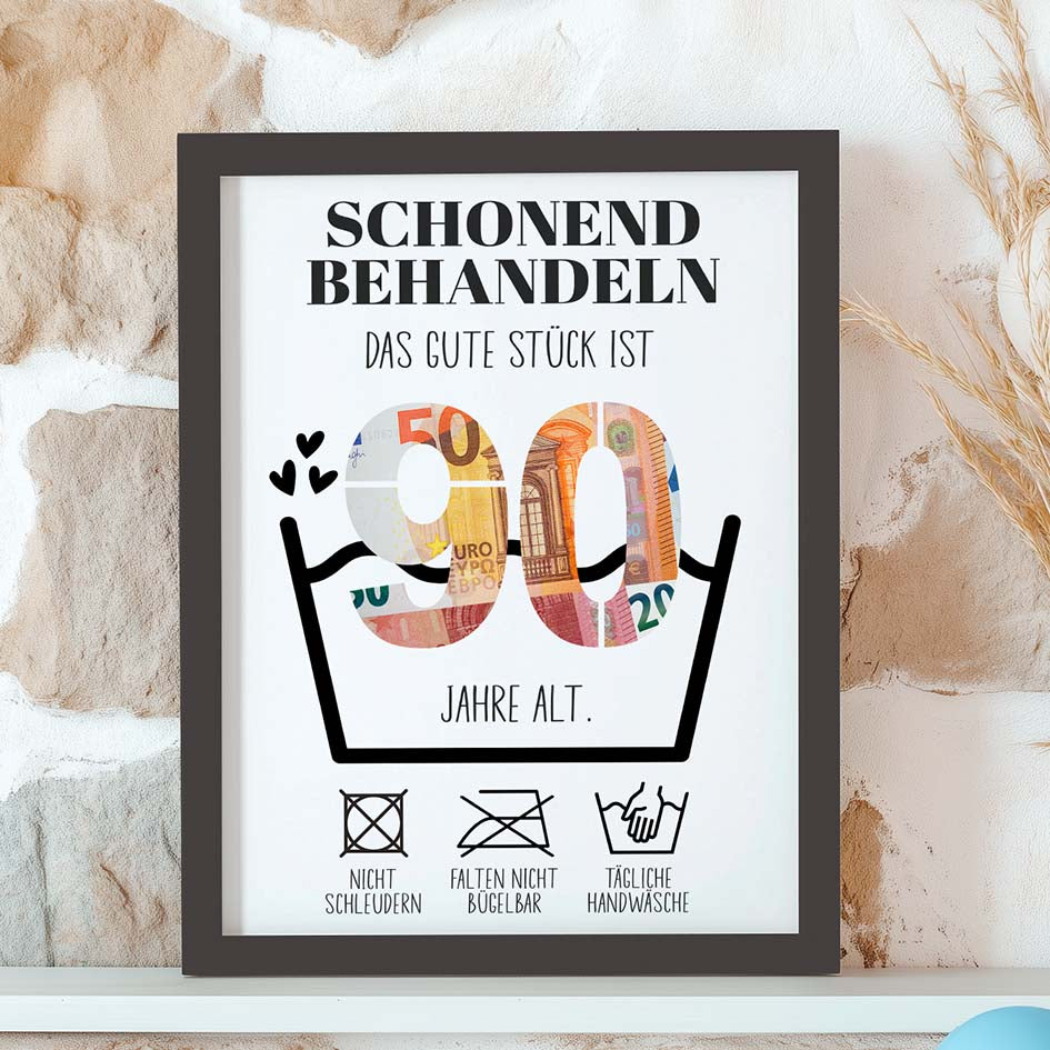 Geldgeschenk 90. Geburtstag im Rahmen merchOne