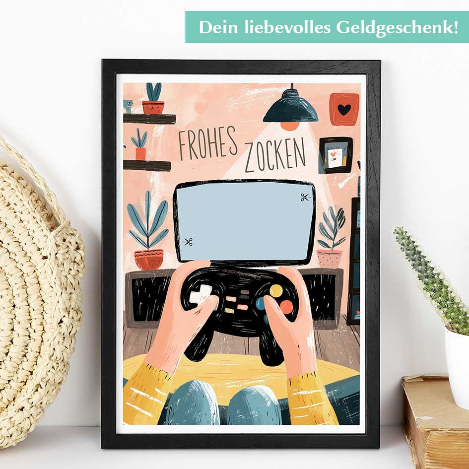 Geldgeschenk Gaming im Rahmen merchOne