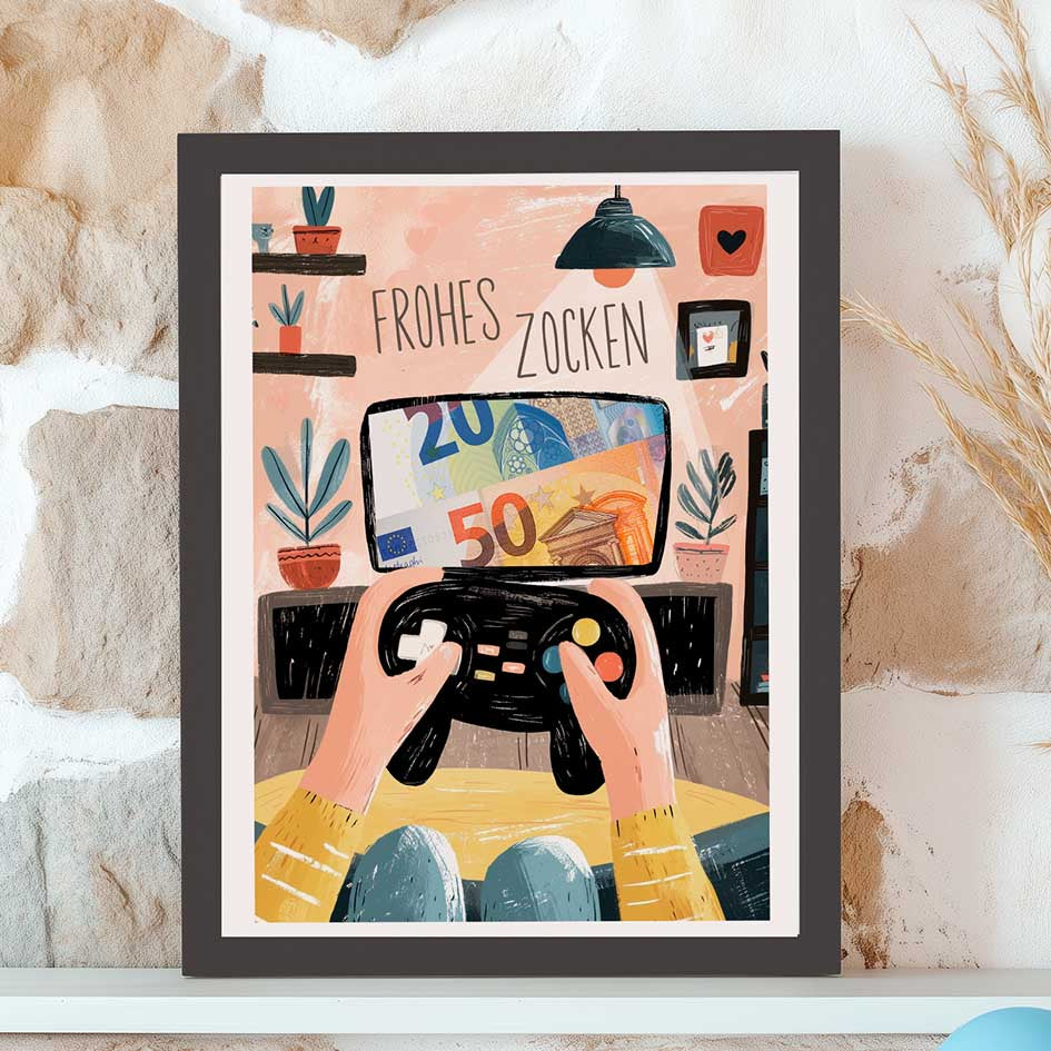 Geldgeschenk Gaming im Rahmen merchOne