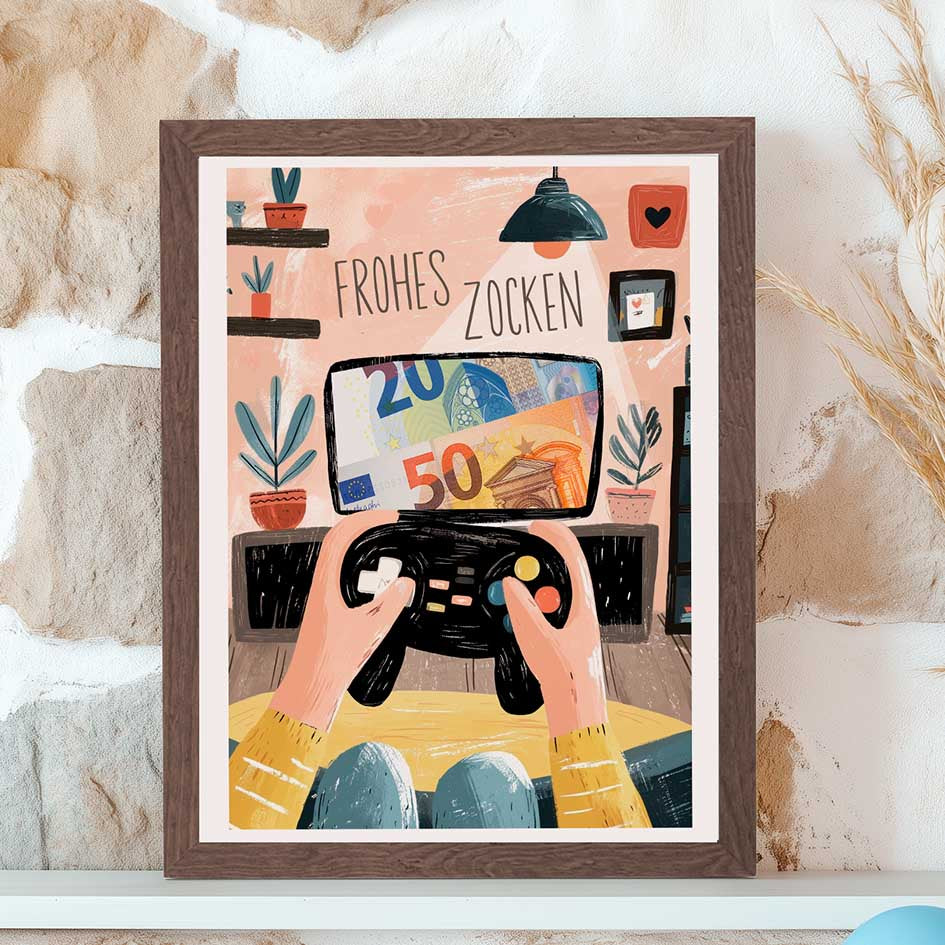 Geldgeschenk Gaming im Rahmen merchOne