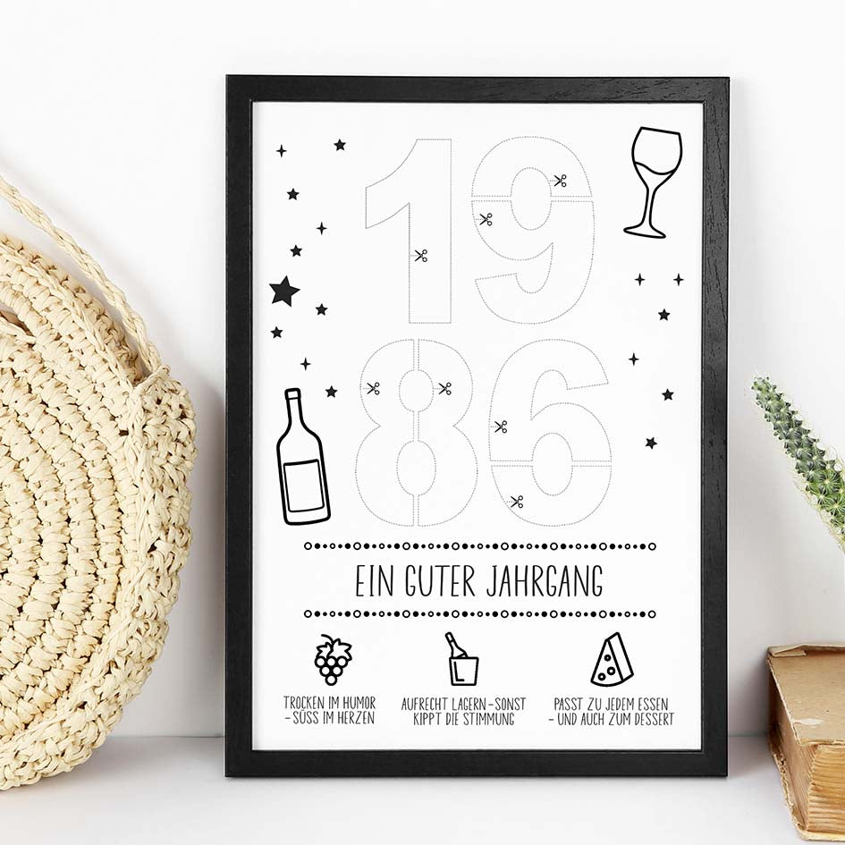 Geldgeschenk Geburtstag 1986 im Rahmen