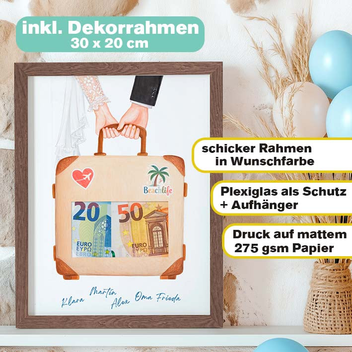 Geldgeschenk Hochzeit im Bilderrahmen Herzensprojekt Manufaktur