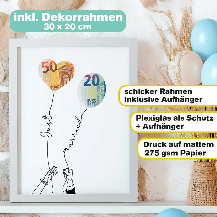 Geldgeschenk Hochzeit lustig im Rahmen