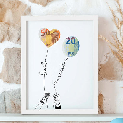 Geldgeschenk Hochzeit lustig im Rahmen