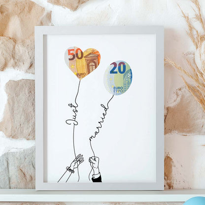 Geldgeschenk Hochzeit lustig im Rahmen