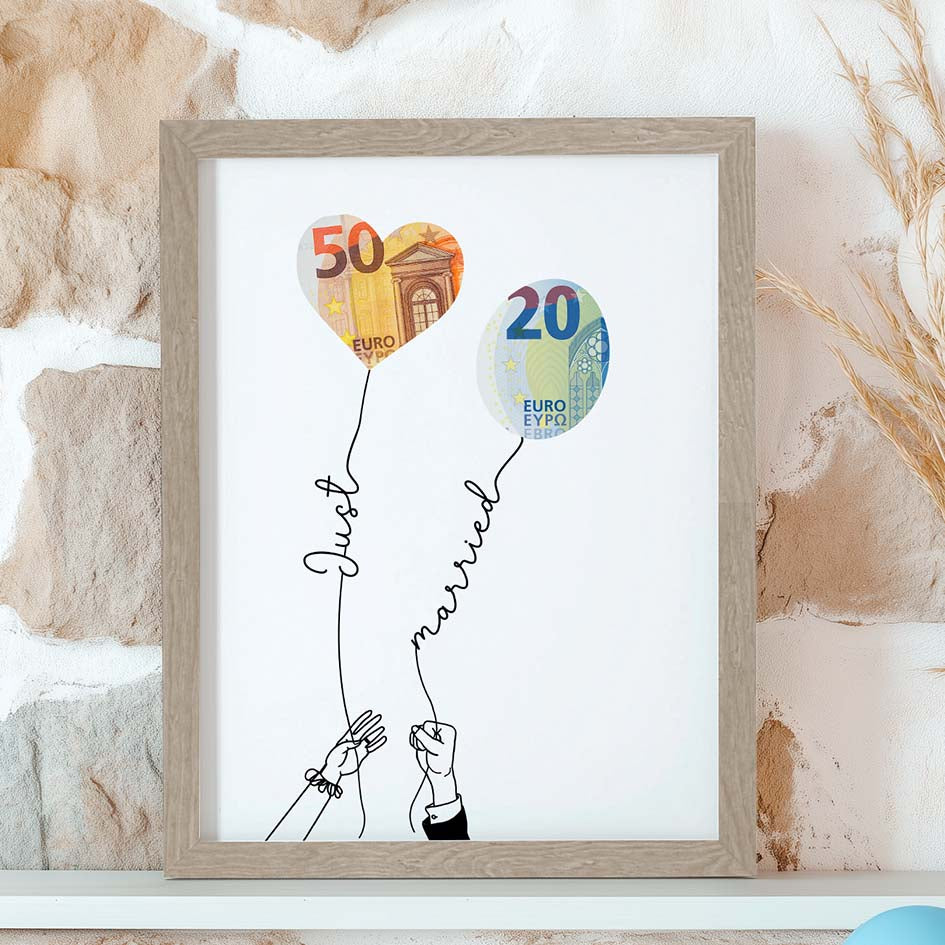 Geldgeschenk Hochzeit lustig im Rahmen