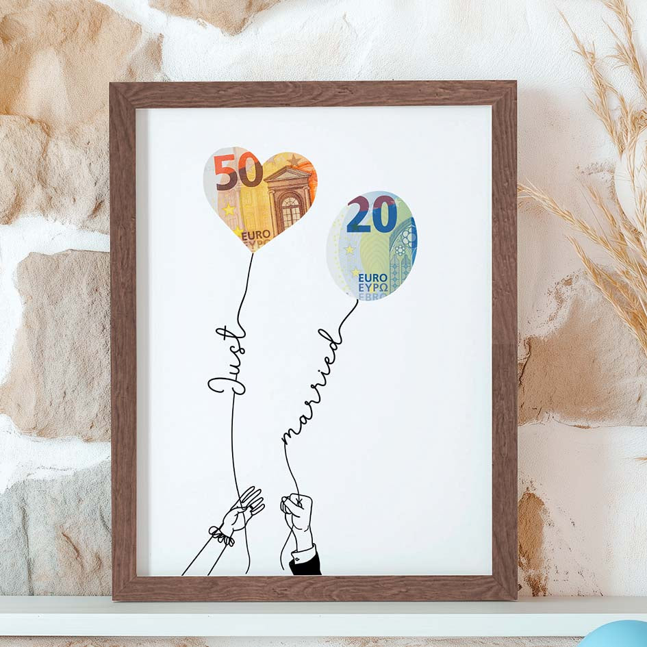 Geldgeschenk Hochzeit lustig im Rahmen