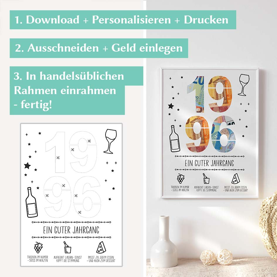 Geldgeschenk Geburtstag 1996 Herzensprojekt Manufaktur