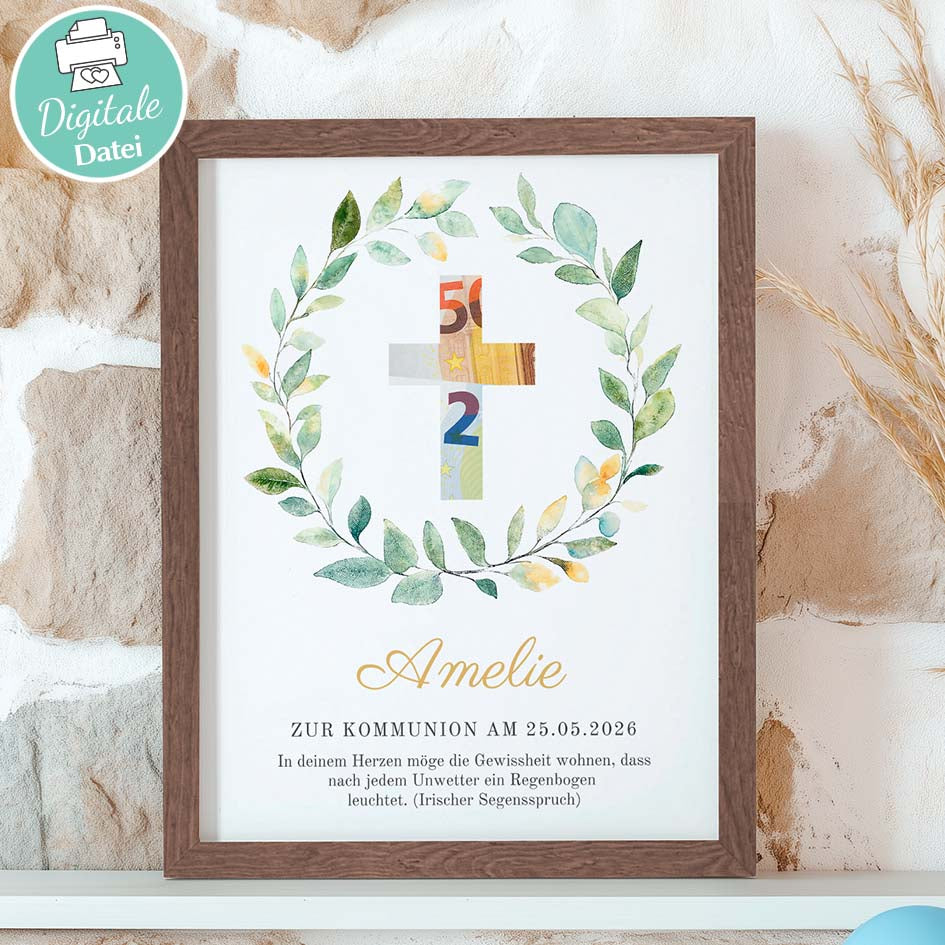 Geldgeschenk zur Kommunion Kreuz