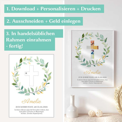 Geldgeschenk zur Kommunion Kreuz