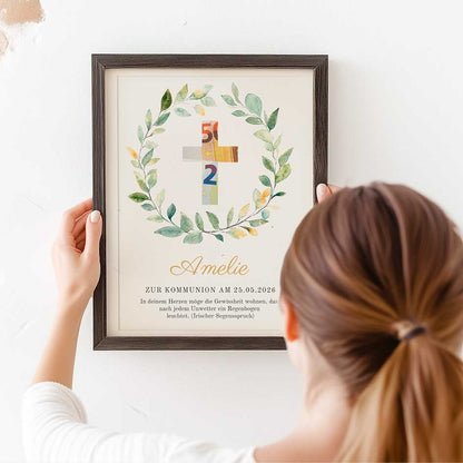 Geldgeschenk zur Kommunion im Rahmen Kreuz