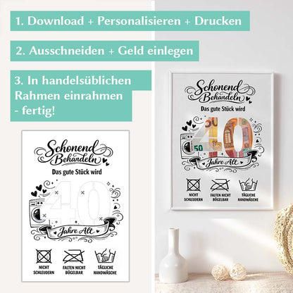 Geldgeschenk Vorlage 40 Geburtstag Herzensprojekt Manufaktur