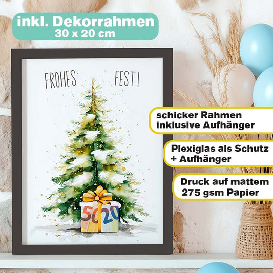 Geldgeschenk zu Weihnachten im Rahmen merchOne