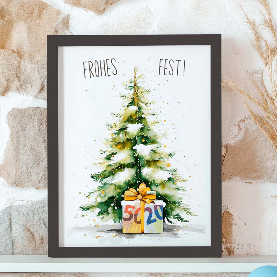 Geldgeschenk zu Weihnachten im Rahmen merchOne