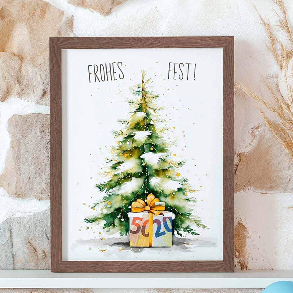 Geldgeschenk zu Weihnachten im Rahmen merchOne