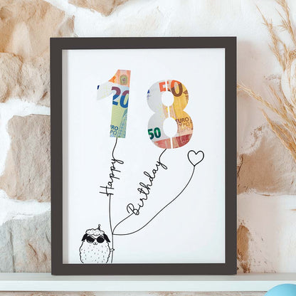 Geldgeschenk zum 18. Geburtstag im Rahmen merchOne