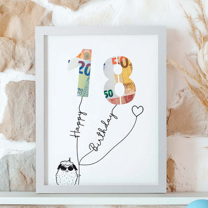 Geldgeschenk zum 18. Geburtstag im Rahmen merchOne