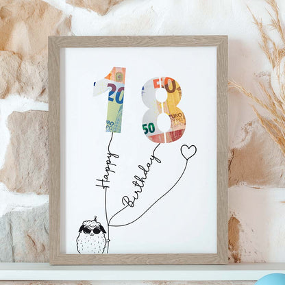 Geldgeschenk zum 18. Geburtstag im Rahmen merchOne