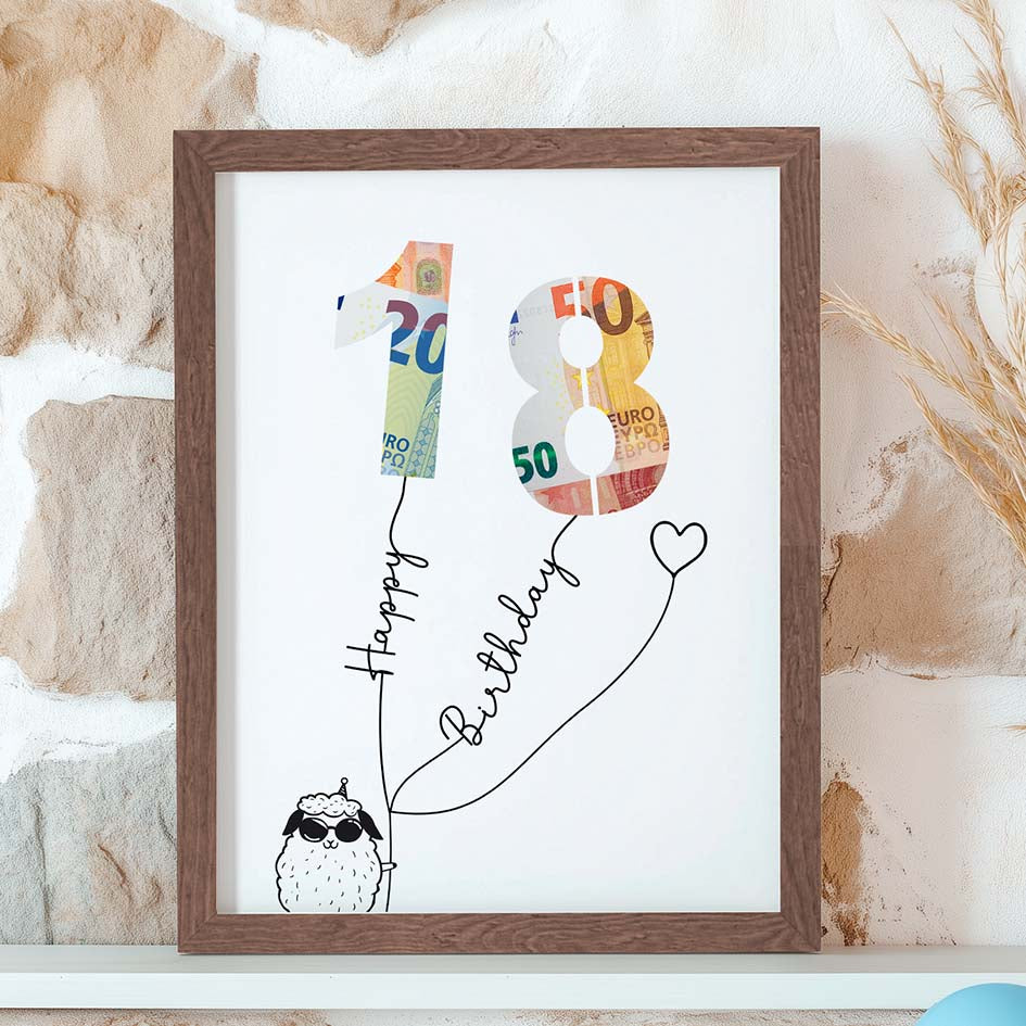 Geldgeschenk zum 18. Geburtstag im Rahmen merchOne